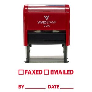 faxed emailed by date self inking rubber stamp (red ink) - medium