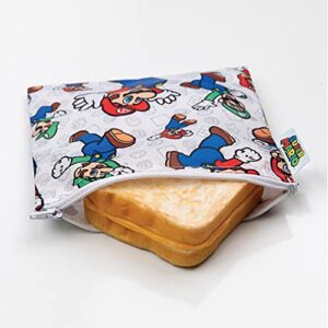 Bumkins Sandwich Bag / Snack Bag, Reusable Fabric, Washable, Food Safe, BPA Free, 7x7 â€“ Nintendo Mario/Luigi, Pack of 1