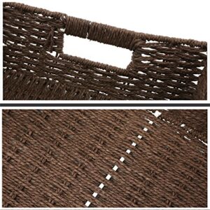 MyGift Rustic Brown Woven Small Storage Baskets for Storage, Decorative Nesting Basket Set, 3 Pack