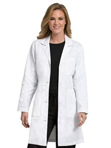 med couture women's lab coat 37 inch white labcoat long, white, medium