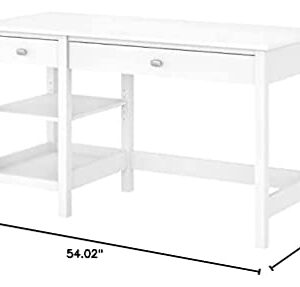 Bush Furniture Broadview Computer Desk with Shelves in Pure White