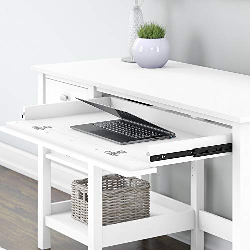 Bush Furniture Broadview Computer Desk with Shelves in Pure White