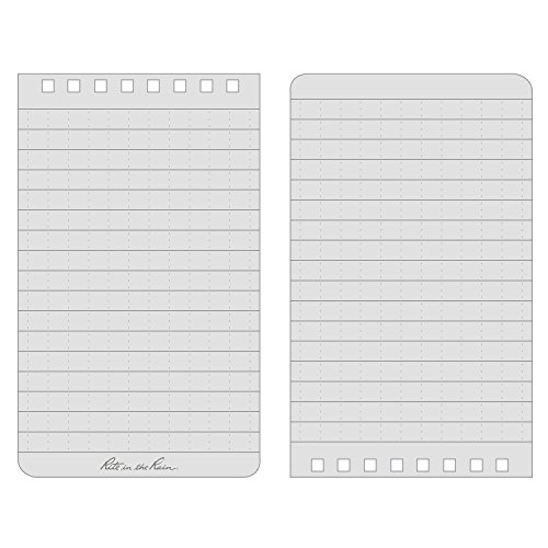 Rite in the Rain All-Weather Top-Spiral Notebook, 3" x 5", Gray Cover, Universal Pattern, 3 Pack (No. 835-3), Grey