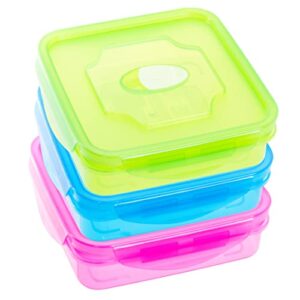 Imperial Home Plastic Sandwich Containers with Lids, Reusable Container, Lunch Box, Food Storage, Meal Prep, Lock Lid, Fridge, Freezer, Dishwasher, & Microwave Safe, BPA Free, Set of 3, Multicolor