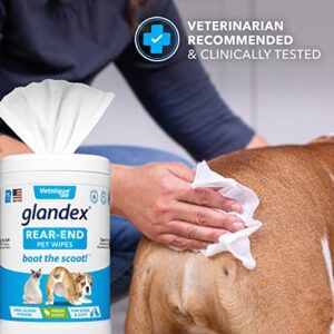 Vetnique Labs Glandex Dog Wipes for Pets Cleansing & Deodorizing Anal Gland Hygienic Wipe​s for Dogs & Cats with Vitamin E, Skin Conditioners and Aloe (75ct)