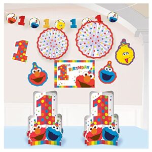 amscan 241835 sesame street® "elmo turns one" room decorating kit, birthday, 10ct , brown