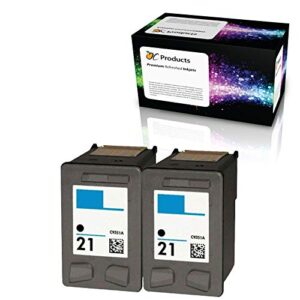 ocproducts refilled ink cartridge replacement for hp 21 for psc 1410 deskjet f4180 f2280 d2360 d1560 d2460 f380 officejet 4315 printers (2 black)