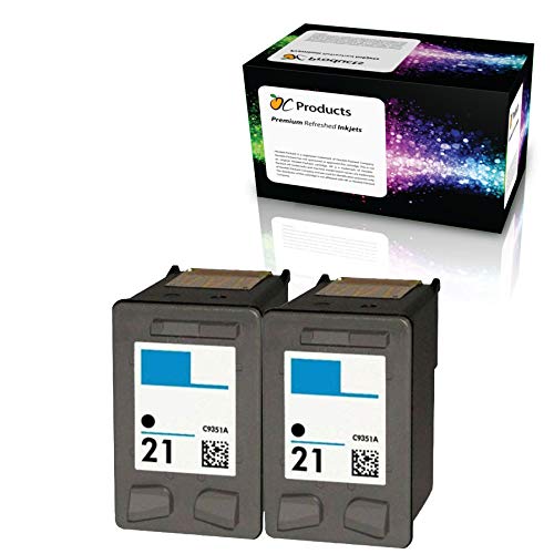 OCProducts Refilled Ink Cartridge Replacement for HP 21 for PSC 1410 Deskjet F4180 F2280 D2360 D1560 D2460 F380 Officejet 4315 Printers (2 Black)