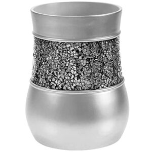 creative scents bathroom trash can – decorative waste basket for bathroom, powder room or living room - durable small bathroom wastebasket designed with beautiful crackled glass - silver gray color