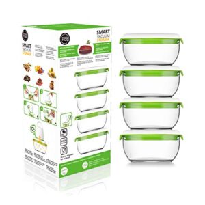 FOSA Vacuum Seal Food Storage System Reusable Small Containers, 4 pack, 20oz with size 2.87 x 5.31inch (Vacuum Pump not Included)