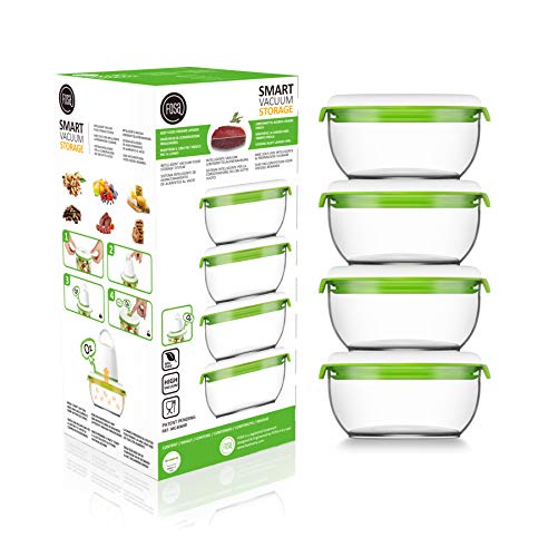 FOSA Vacuum Seal Food Storage System Reusable Small Containers, 4 pack, 20oz with size 2.87 x 5.31inch (Vacuum Pump not Included)