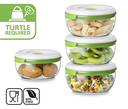 FOSA Vacuum Seal Food Storage System Reusable Small Containers, 4 pack, 20oz with size 2.87 x 5.31inch (Vacuum Pump not Included)