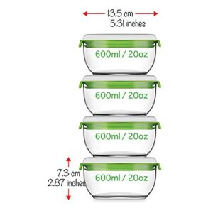 FOSA Vacuum Seal Food Storage System Reusable Small Containers, 4 pack, 20oz with size 2.87 x 5.31inch (Vacuum Pump not Included)