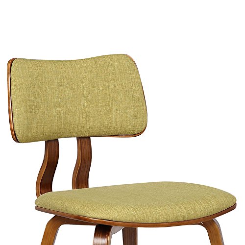 Armen Living Jaguar Dining Chair in Green Fabric and Walnut Wood Finish 20D x 18W x 29H in