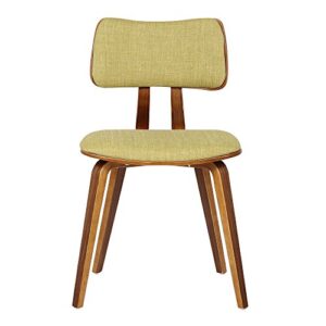Armen Living Jaguar Dining Chair in Green Fabric and Walnut Wood Finish 20D x 18W x 29H in