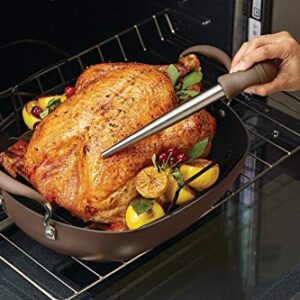 Anolon Advanced Hard Anodized Nonstick Roaster / Roasting Pan Set with Utensils - 16 Inch x 13 Inch, Gray