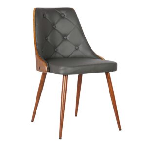 armen living lily dining chair in grey faux leather and walnut wood finish 20 x 31 x 23