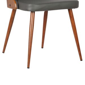 Armen Living Lily Dining Chair in Grey Faux Leather and Walnut Wood Finish 20 x 31 x 23
