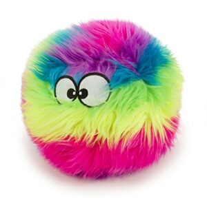 godog furballz squeaky plush ball dog toy, chew guard technology - rainbow, large