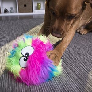 goDog Furballz Squeaky Plush Ball Dog Toy, Chew Guard Technology - Rainbow, Large