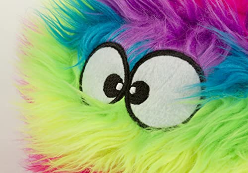 goDog Furballz Squeaky Plush Ball Dog Toy, Chew Guard Technology - Rainbow, Large