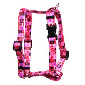 yellow dog design valentines blocks roman style h dog harness-x-small-3/8 and fits chest 8 to 14"