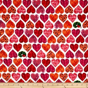 andover the very the very hungry caterpillar i love you large hearts red fabric by the yard