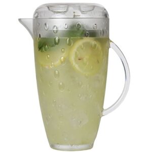 lily’s home break-resistant plastic pitcher with lid, food-safe and bpa-free, elegant and ideal for indoor or outdoor use for lemonade, iced tea, beer or water (80 oz. or 2.5 quart capacity)