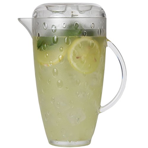 Lily’s Home Break-Resistant Plastic Pitcher with Lid, Food-Safe and BPA-Free, Elegant and Ideal for Indoor or Outdoor Use for Lemonade, Iced Tea, Beer or Water (80 oz. or 2.5 Quart Capacity)