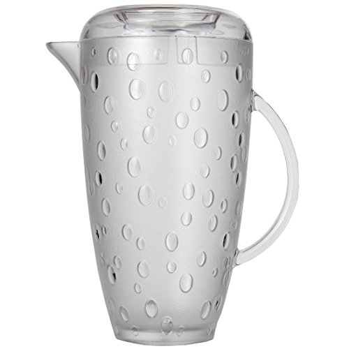 Lily’s Home Break-Resistant Plastic Pitcher with Lid, Food-Safe and BPA-Free, Elegant and Ideal for Indoor or Outdoor Use for Lemonade, Iced Tea, Beer or Water (80 oz. or 2.5 Quart Capacity)