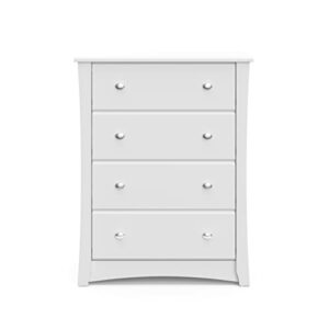 Storkcraft Crescent 4 Drawer Chest (White) – GREENGUARD Gold Certified, Dresser For Nursery, 4 Drawer Dresser, Kids Dresser, Nursery Dresser Drawer Organizer, Chest of Drawers