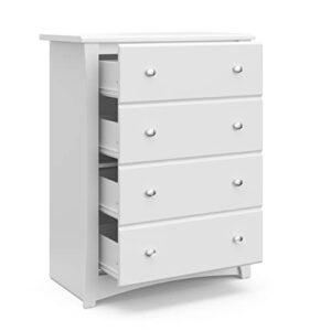 Storkcraft Crescent 4 Drawer Chest (White) – GREENGUARD Gold Certified, Dresser For Nursery, 4 Drawer Dresser, Kids Dresser, Nursery Dresser Drawer Organizer, Chest of Drawers