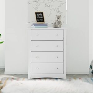 Storkcraft Crescent 4 Drawer Chest (White) – GREENGUARD Gold Certified, Dresser For Nursery, 4 Drawer Dresser, Kids Dresser, Nursery Dresser Drawer Organizer, Chest of Drawers