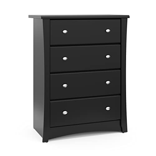 Storkcraft Crescent 4 Drawer Chest (Black) – GREENGUARD Gold Certified, Dresser For Nursery, 4 Drawer Dresser, Kids Dresser, Nursery Dresser Drawer Organizer, Chest of Drawers