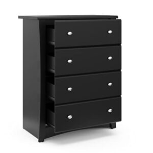 Storkcraft Crescent 4 Drawer Chest (Black) – GREENGUARD Gold Certified, Dresser For Nursery, 4 Drawer Dresser, Kids Dresser, Nursery Dresser Drawer Organizer, Chest of Drawers