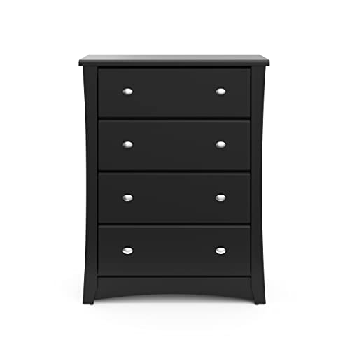 Storkcraft Crescent 4 Drawer Chest (Black) – GREENGUARD Gold Certified, Dresser For Nursery, 4 Drawer Dresser, Kids Dresser, Nursery Dresser Drawer Organizer, Chest of Drawers