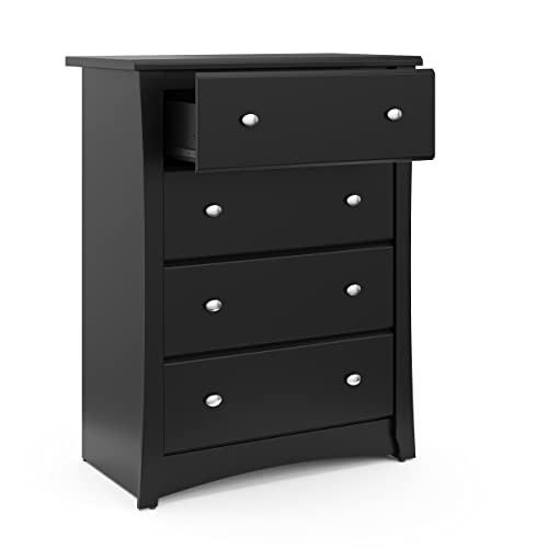 Storkcraft Crescent 4 Drawer Chest (Black) – GREENGUARD Gold Certified, Dresser For Nursery, 4 Drawer Dresser, Kids Dresser, Nursery Dresser Drawer Organizer, Chest of Drawers