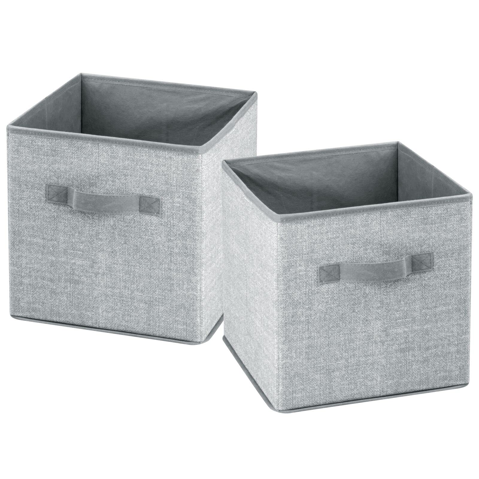 mDesign Small Fabric Collapsible Organizer Cube Bin Box with Front Handle for Cube Furniture Units, Closet or Bedroom Storage, Holds Clothing, Linens, Accessories - Lido Collection - 2 Pack - Gray