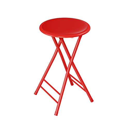 24-Inch Counter Height Bar Stool – Backless Folding Chair with 300lb Capacity for Kitchen, Recreation Room, or Game Room by Trademark Home (Red) Set of 1