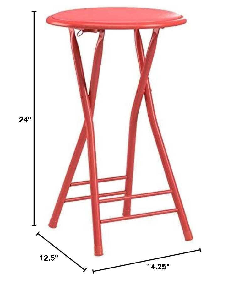 24-Inch Counter Height Bar Stool – Backless Folding Chair with 300lb Capacity for Kitchen, Recreation Room, or Game Room by Trademark Home (Red) Set of 1