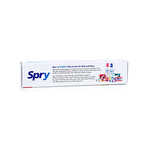 Spry Xylitol Toothpaste, Fluoride-Free, Natural Spearmint, Anti-Plaque and Tartar Control, 5 oz