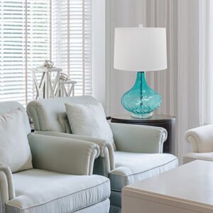 Elegant Designs LT3214-BLU Glass Table Lamp with Fabric Shade, Light Blue