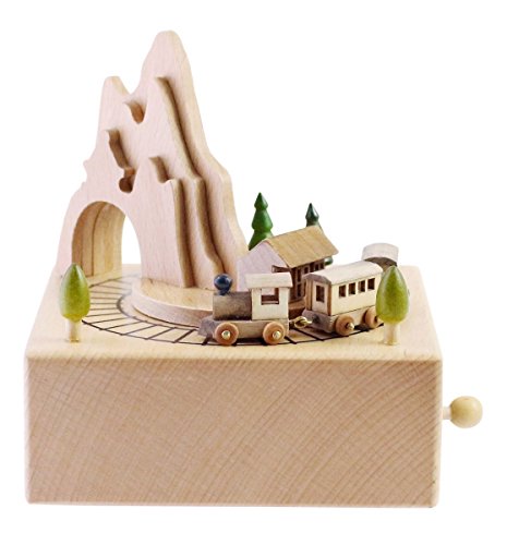 Raincol Musical Box Featuring Mountain Tunnel with Small Moving Magnetic Train | Plays "Spirited away