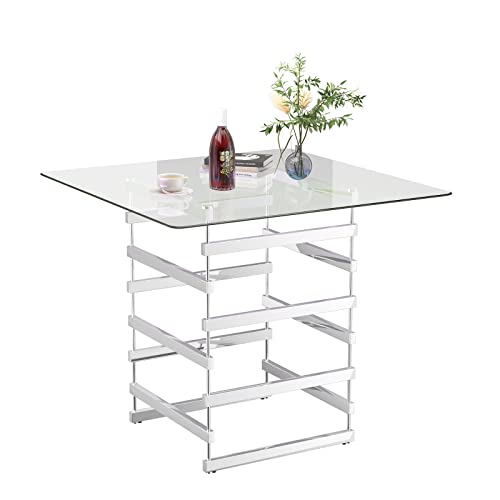 ACME Nadie Counter Height Table - 72590 - Chrome & Clear Glass