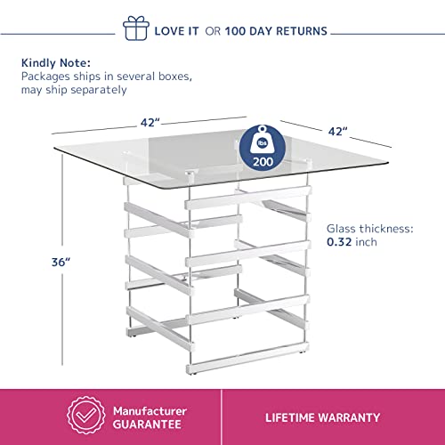 ACME Nadie Counter Height Table - 72590 - Chrome & Clear Glass