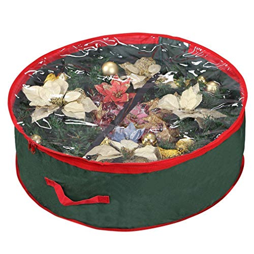 Primode Wreath Storage Bag 30" | Garland Wreaths Container with Clear Window for Easy Holiday Storage | Durable 600D Oxford Material (Green)