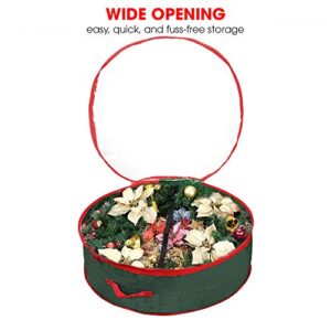 Primode Wreath Storage Bag 30" | Garland Wreaths Container with Clear Window for Easy Holiday Storage | Durable 600D Oxford Material (Green)