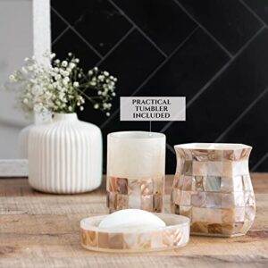 Creative Scents Bathroom Trash Can - Decorative Bathroom Wastebasket Finished in Beautiful Mother of Pearl - Modern Waste Basket for Bathroom, Powder Room Or Living Room (Milano Collection)