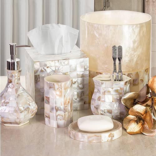 Creative Scents Bathroom Trash Can - Decorative Bathroom Wastebasket Finished in Beautiful Mother of Pearl - Modern Waste Basket for Bathroom, Powder Room Or Living Room (Milano Collection)