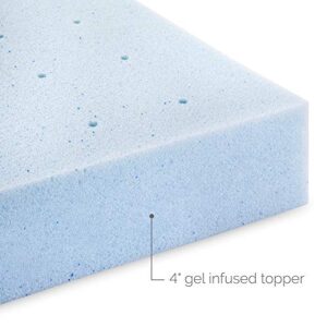 LUCID 4 Inch Gel Memory Foam Mattress Topper-Ventilated Design-Ultra Plush-Full, Blue